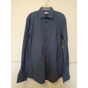 Versace Collection Trend Men's 39 Slim Blue White Fine Check Dress Shirt